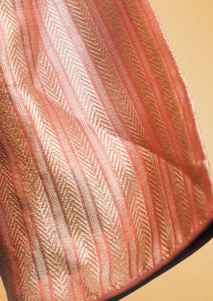 "RDM BL 016" Banarasi Peach Blouse with Subtle Golden Weave