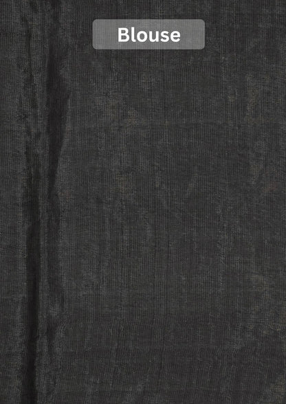 Founder Choice 075: Shadow Black Pure Handloom Jamdani Meenkari Silk Saree