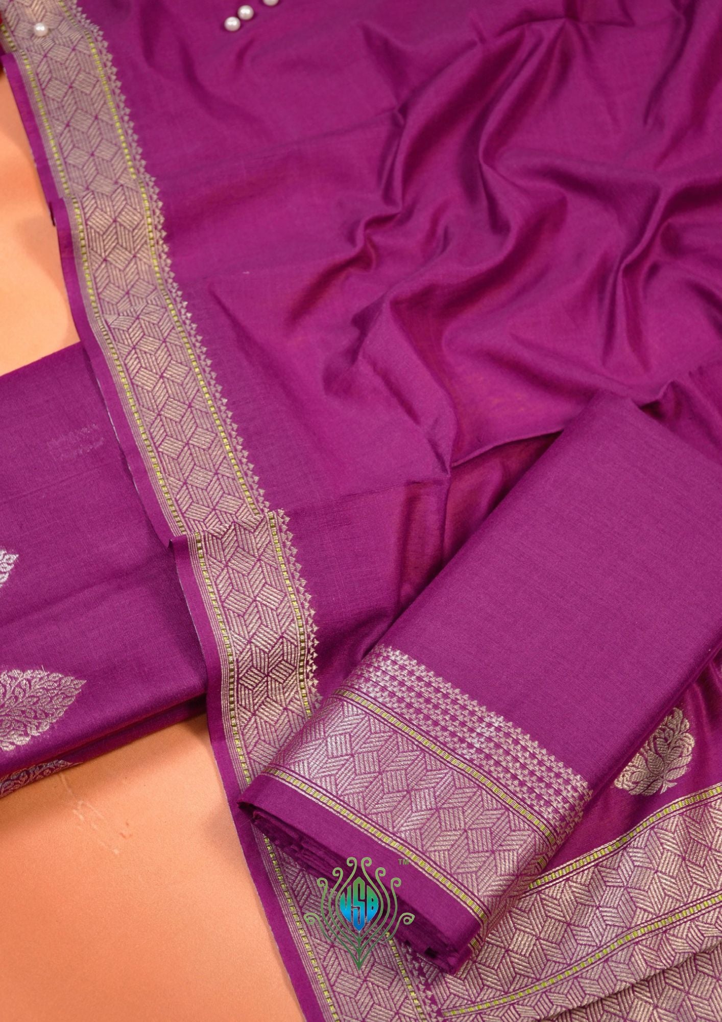 MANSI 176: Royal Magenta Soft Silk Sona Rupa Zari Suit Set