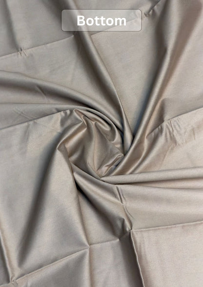 MANSI 173: Coffee Brown Raw Silk Suit Set with Cream Madhubani Dupatta