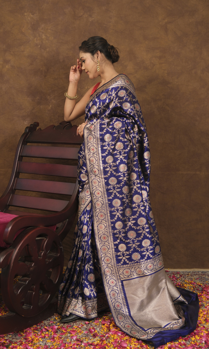 Navya: Traditional Banarasi Saree with Exquisite Mughal Motif Border