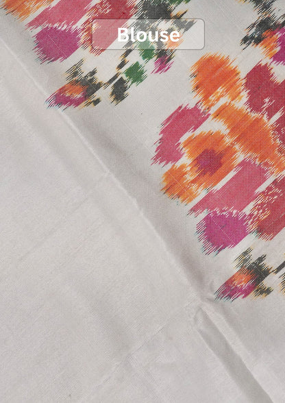 Founder Choice 074: Pure Katan Patola Ikkat Handloom Silk Saree in Pearl White