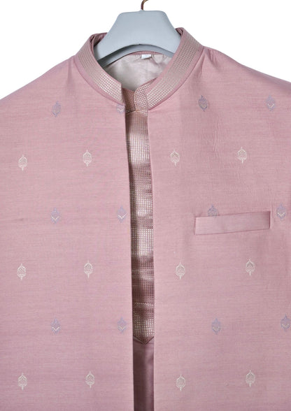 MJ 012A: Dusty Pink Banarasi Silk Kurta Payjama Jacket
