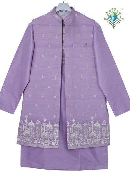 MJ 013C: Light Lavendar Banarasi Silk Kurta Payjama Jacket