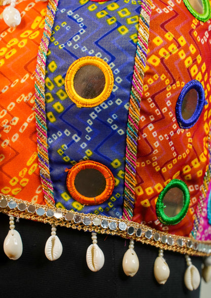 "RDM BL 019" Banarasi Multicolor Mirror Work Blouse With Designer Back