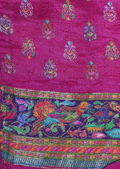"Waah Banaras 066" Banarasi Green Meenakari Pashmina Silk Saree