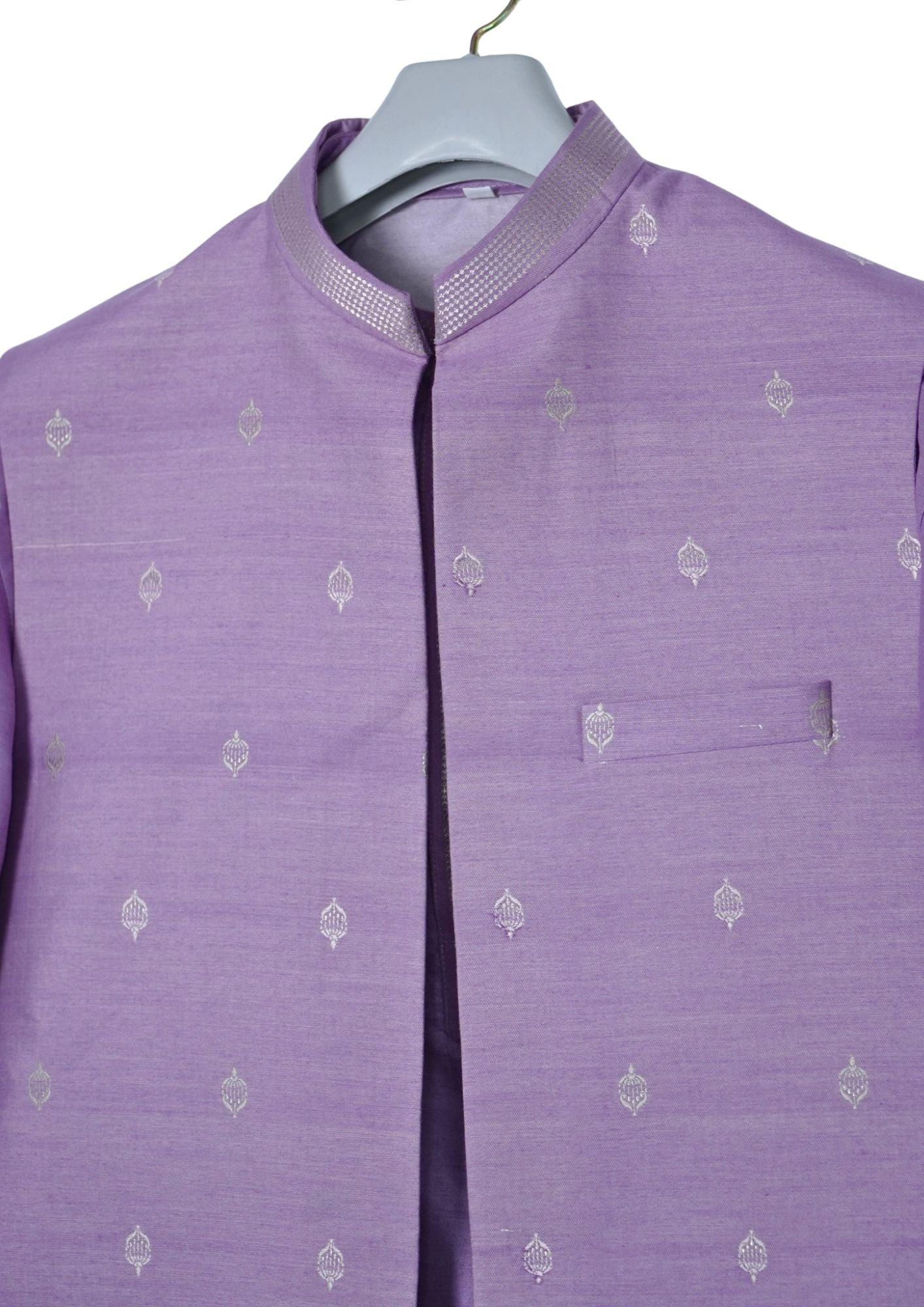 MJ 013C: Light Lavendar Banarasi Silk Kurta Payjama Jacket