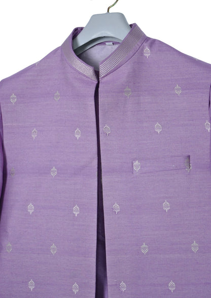 MJ 013C: Light Lavendar Banarasi Silk Kurta Payjama Jacket