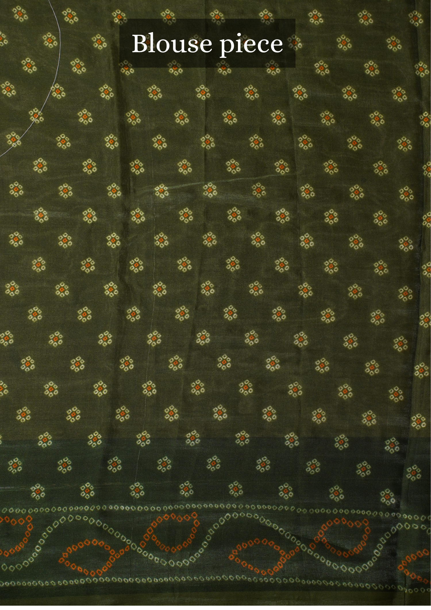 Waah Banaras 069 Olive Green Malai Silk Saree with Chunari Big Buta Print &amp; Zari Border
