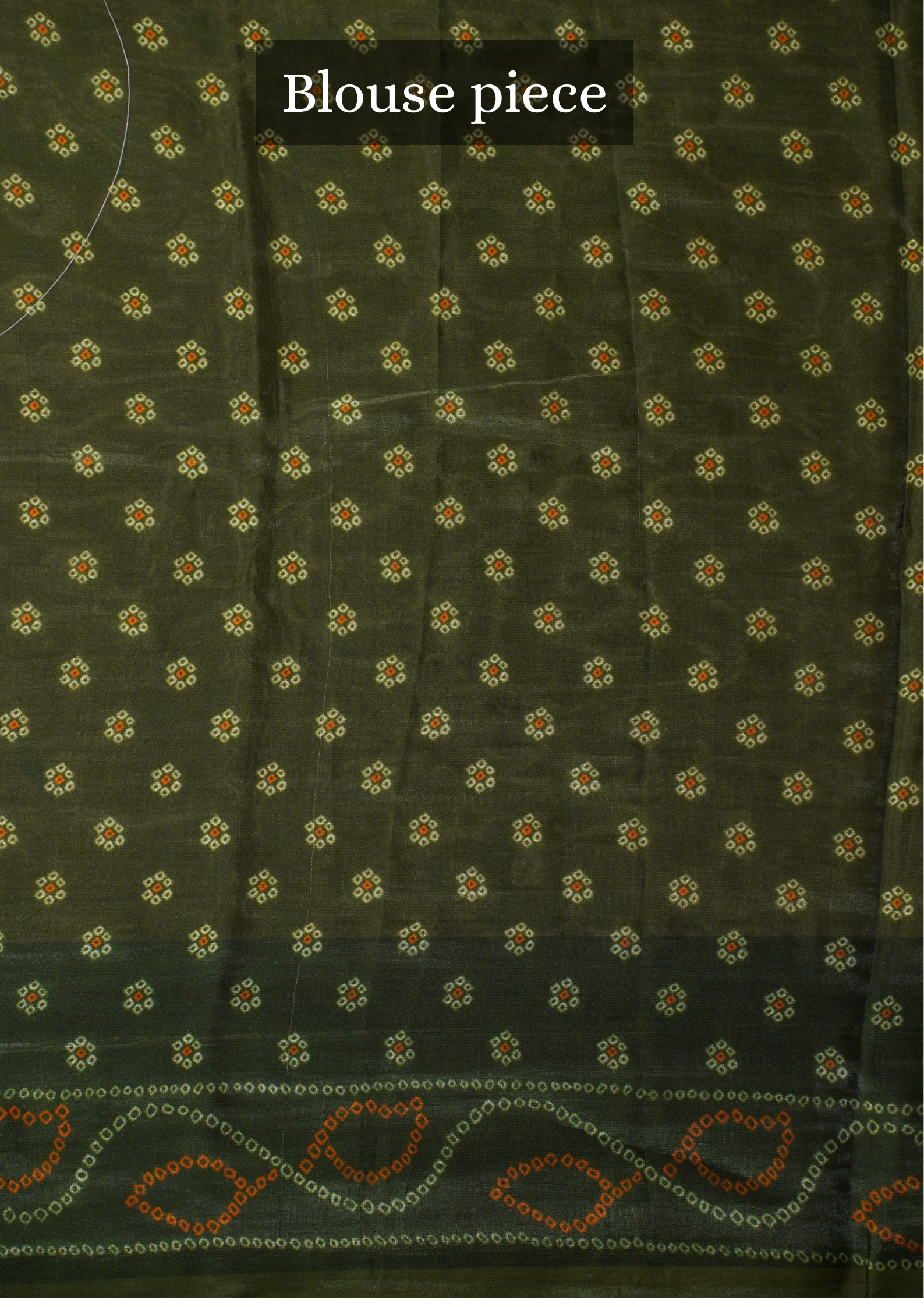 Waah Banaras 069 Olive Green Malai Silk Saree with Chunari Big Buta Print &amp; Zari Border