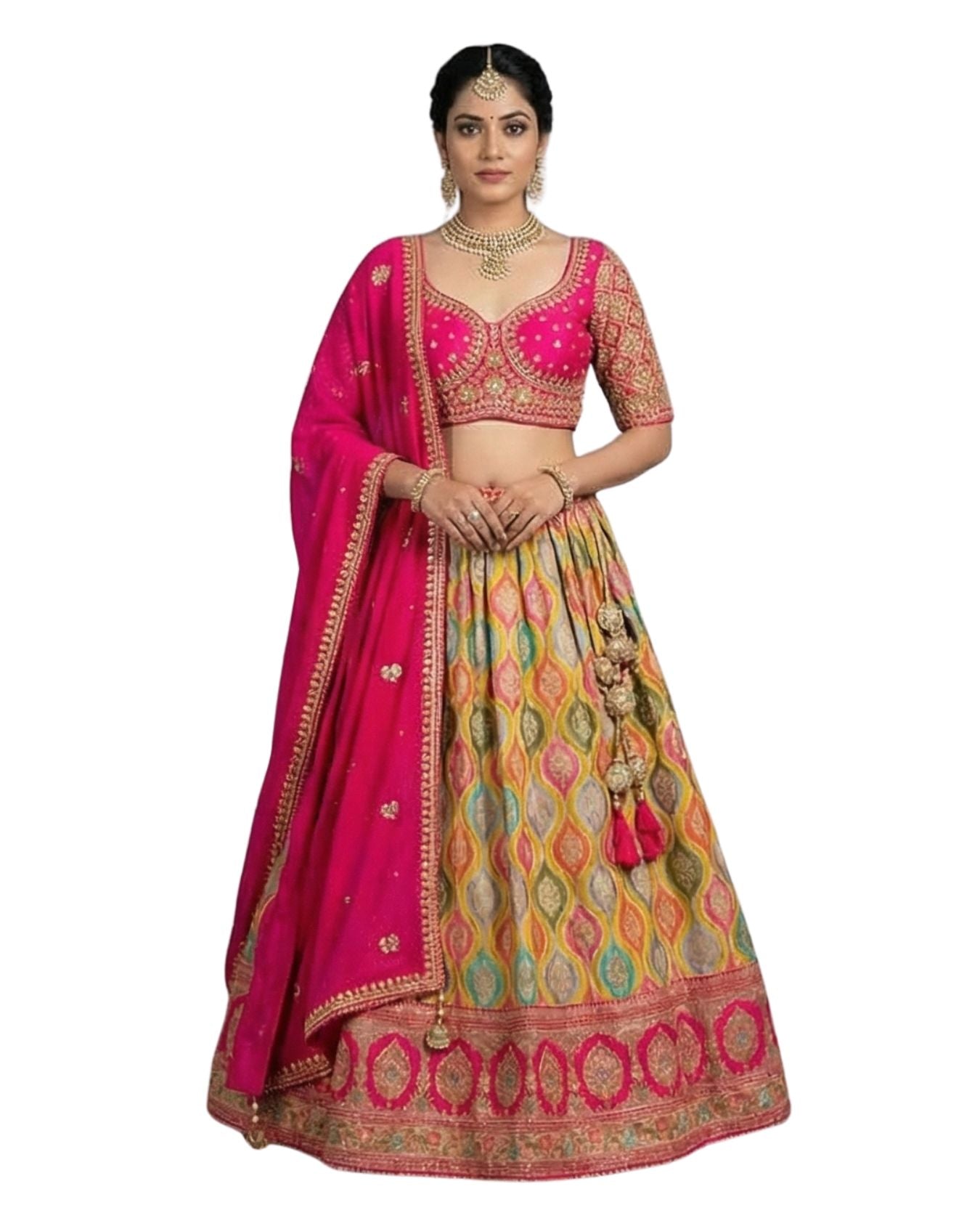 "Mansi 005" Banarasi Multicolor Lehenga With Stitched Blouse