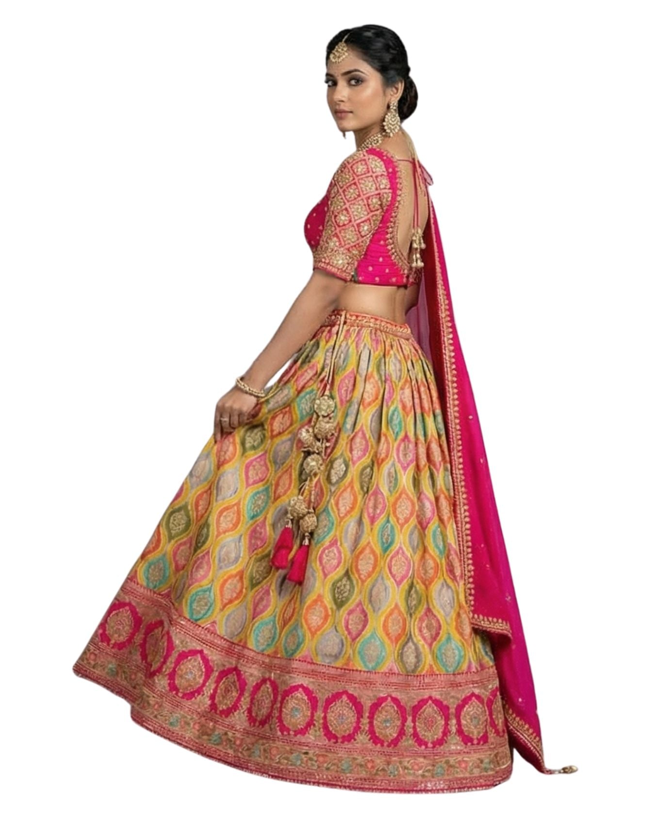 "Mansi 005" Banarasi Multicolor Lehenga With Stitched Blouse