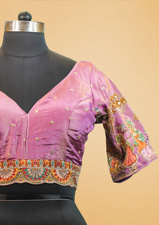 "RDM BL 023" Banarasi Traditional Blouse with Detailed Artwork Sleeves