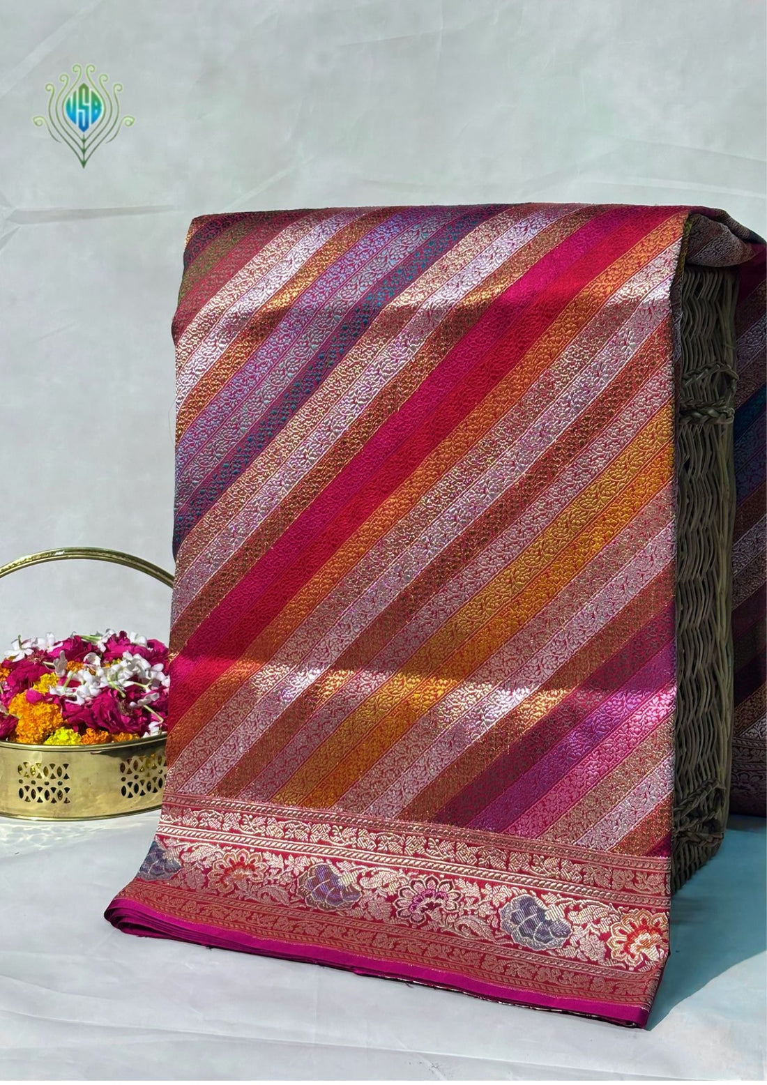 Founder CHoice 063: Certified Pure Handloom Katan Silk Rangkat Saree in Rose Pink with Sona Rupa Zari &amp; Meenakari Border