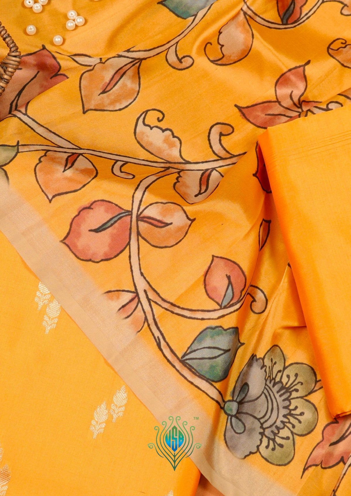 MANSI 178: Mustard Yellow Banarasi Silk Suit Set with Soft Kalamkari Dupatta