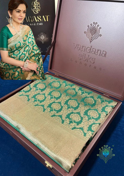 "VIRASAT 203" Nita Ambani Handwoven Banarasi Jaal Silk Saree