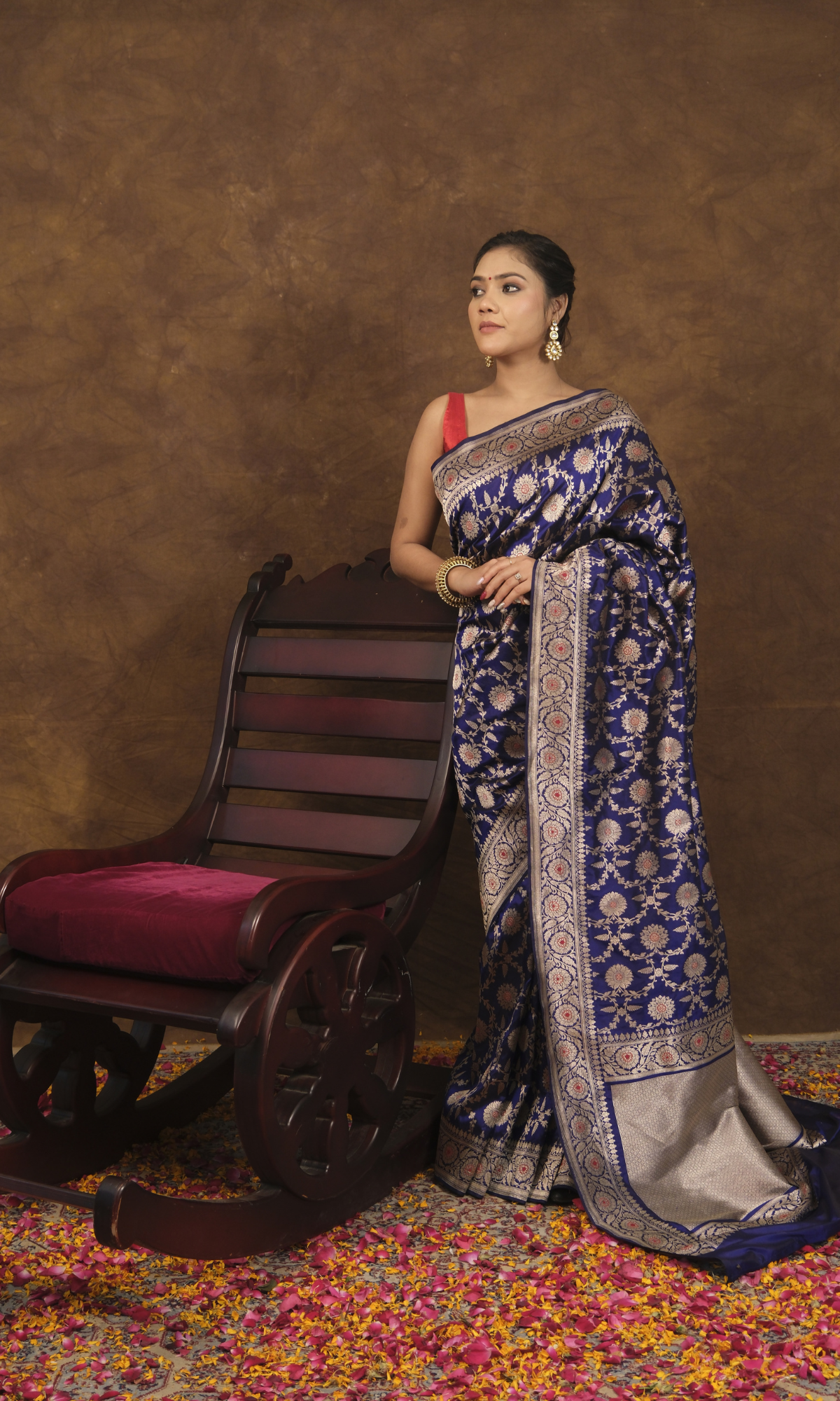 Navya: Traditional Banarasi Saree with Exquisite Mughal Motif Border