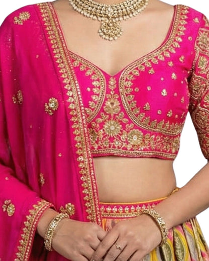 "Mansi 005" Banarasi Multicolor Lehenga With Stitched Blouse