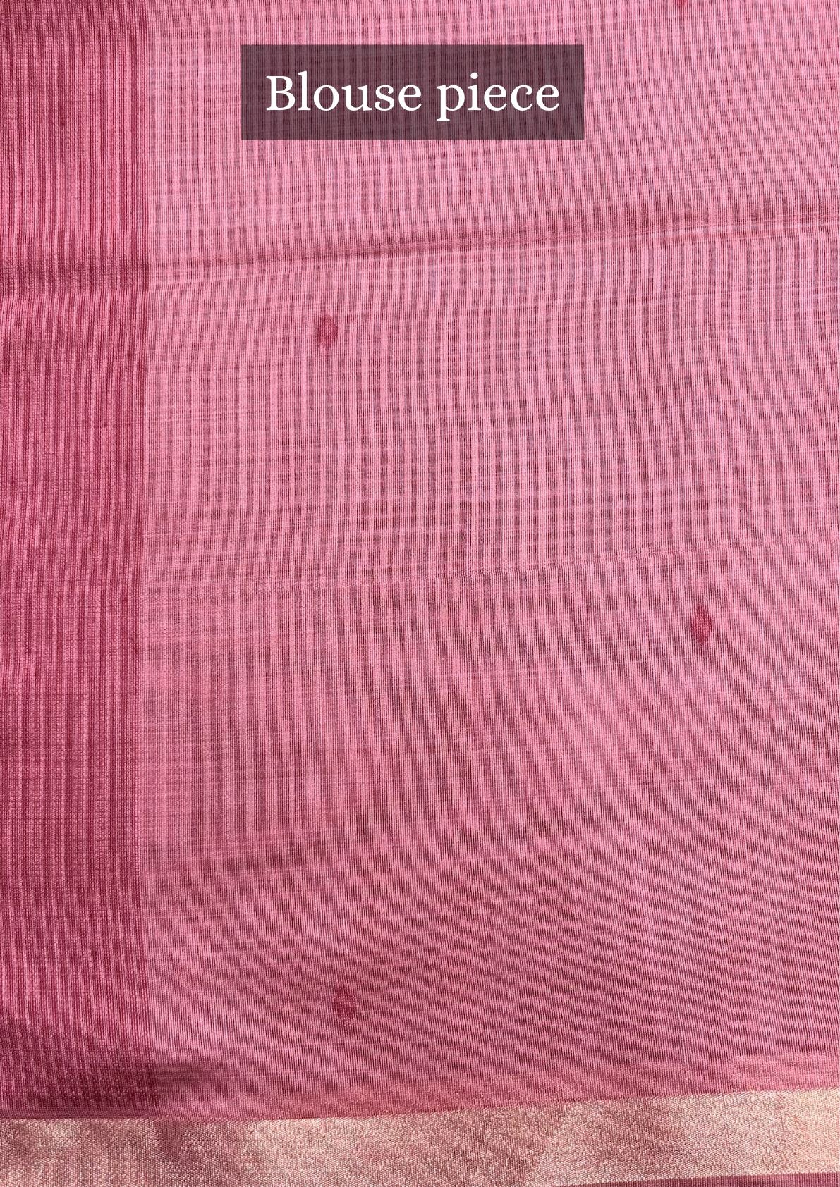 Utsav Banaras 068: Dusty Peach Jamdani Saree with Artistic Bird &amp; Floral Weave