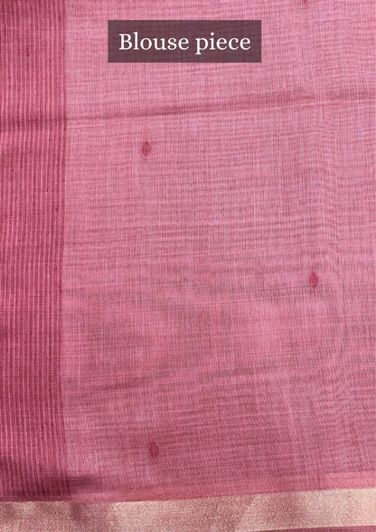 Utsav Banaras 068: Dusty Peach Jamdani Saree with Artistic Bird &amp; Floral Weave