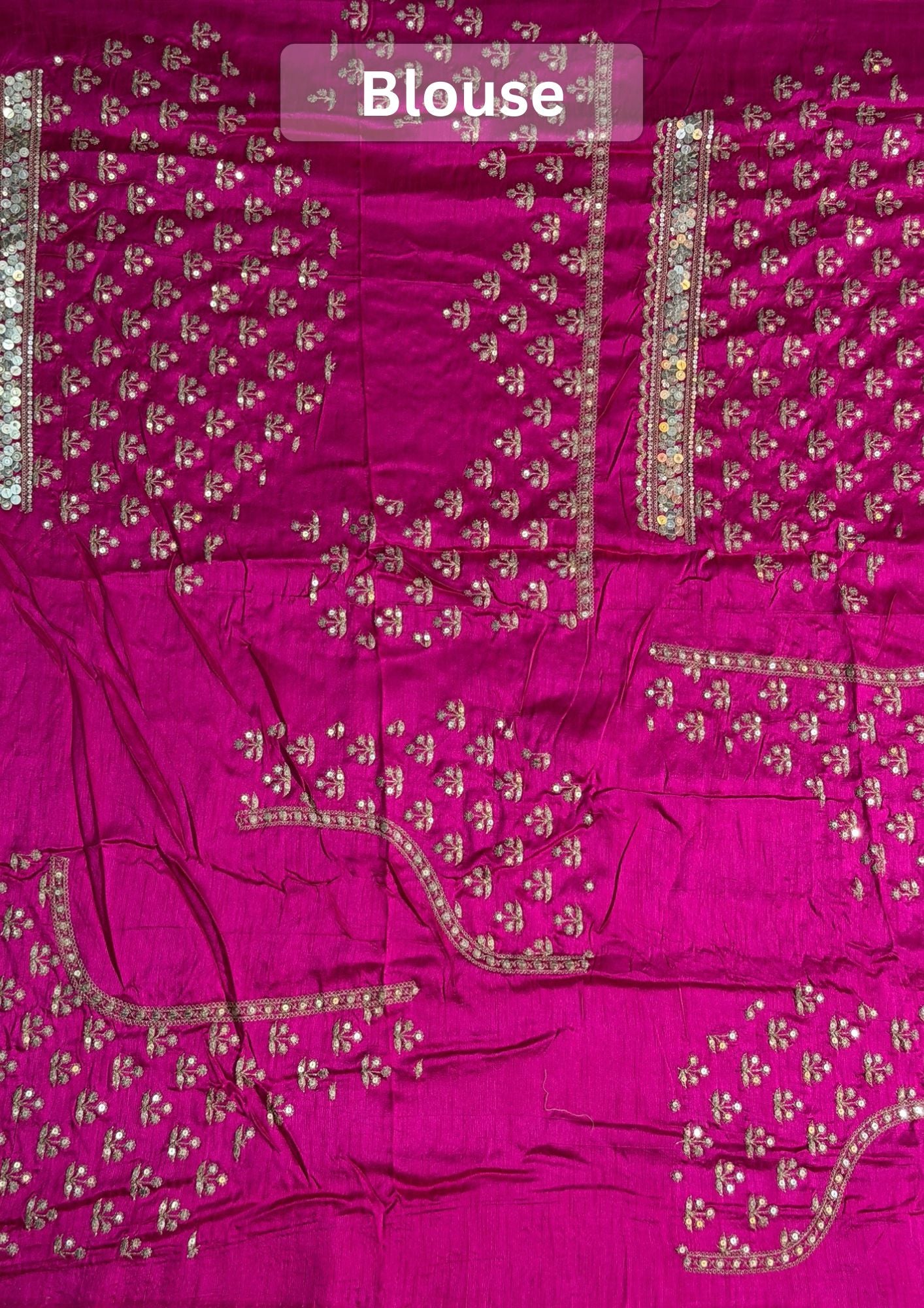 Virasat 397: Rich Pink Raw Silk Saree with Hand Zardozi Embroidery