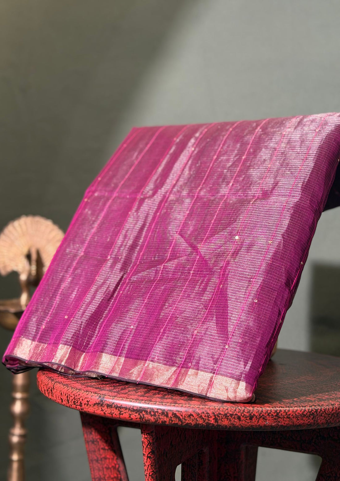 "Founder Choice 013" Banarasi Radiant Magenta Jamdani Kora Silk Saree