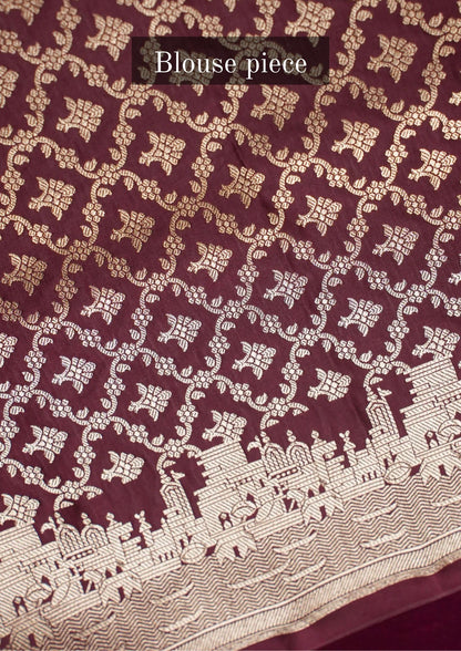 "WAAH BANARAS 055G" Banarasi Pure Mashru silk saree with Ghat Border