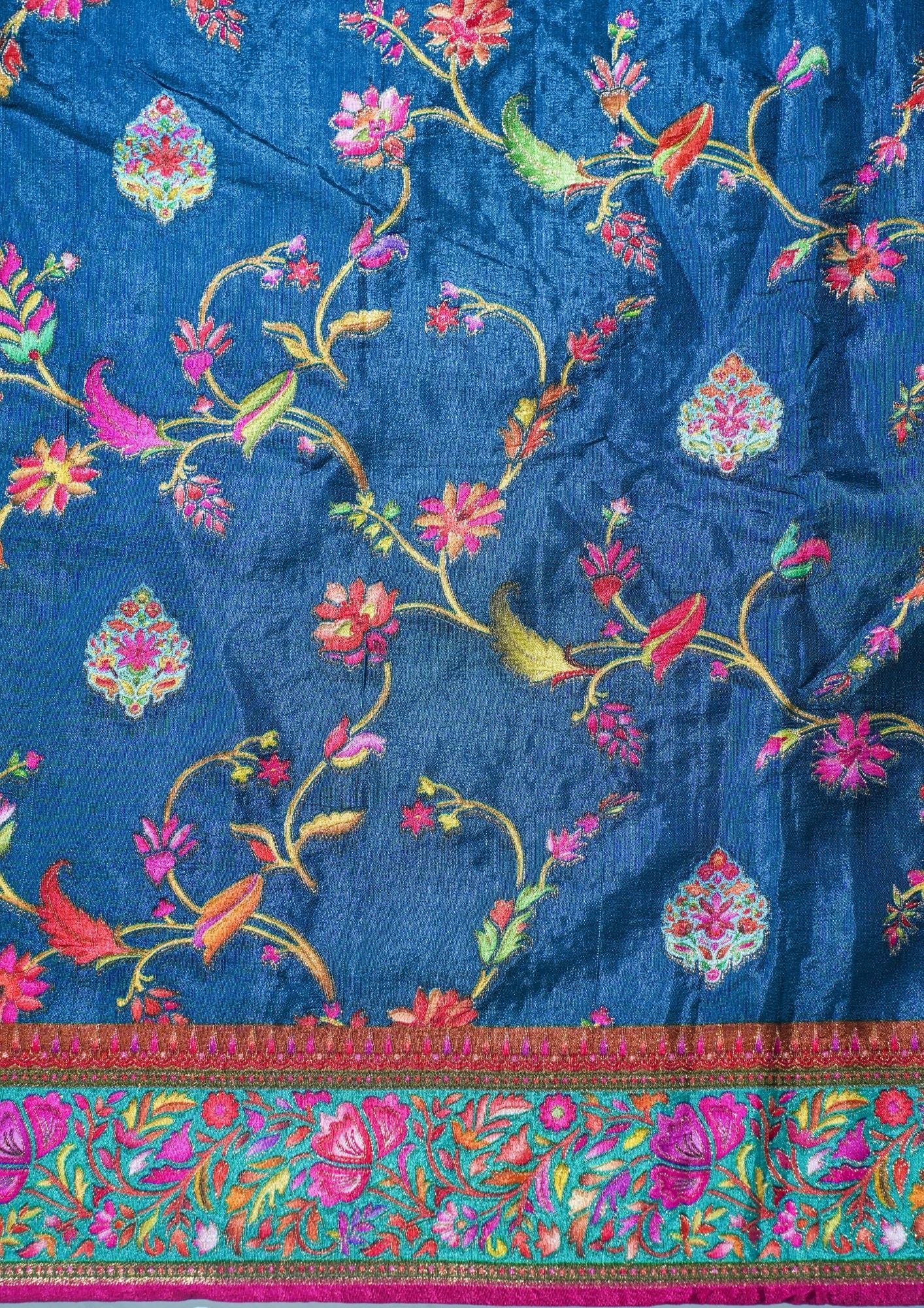 "Waah Banaras 081" Banarasi Deep Royal Blue Meenakari Tussar Silk Saree