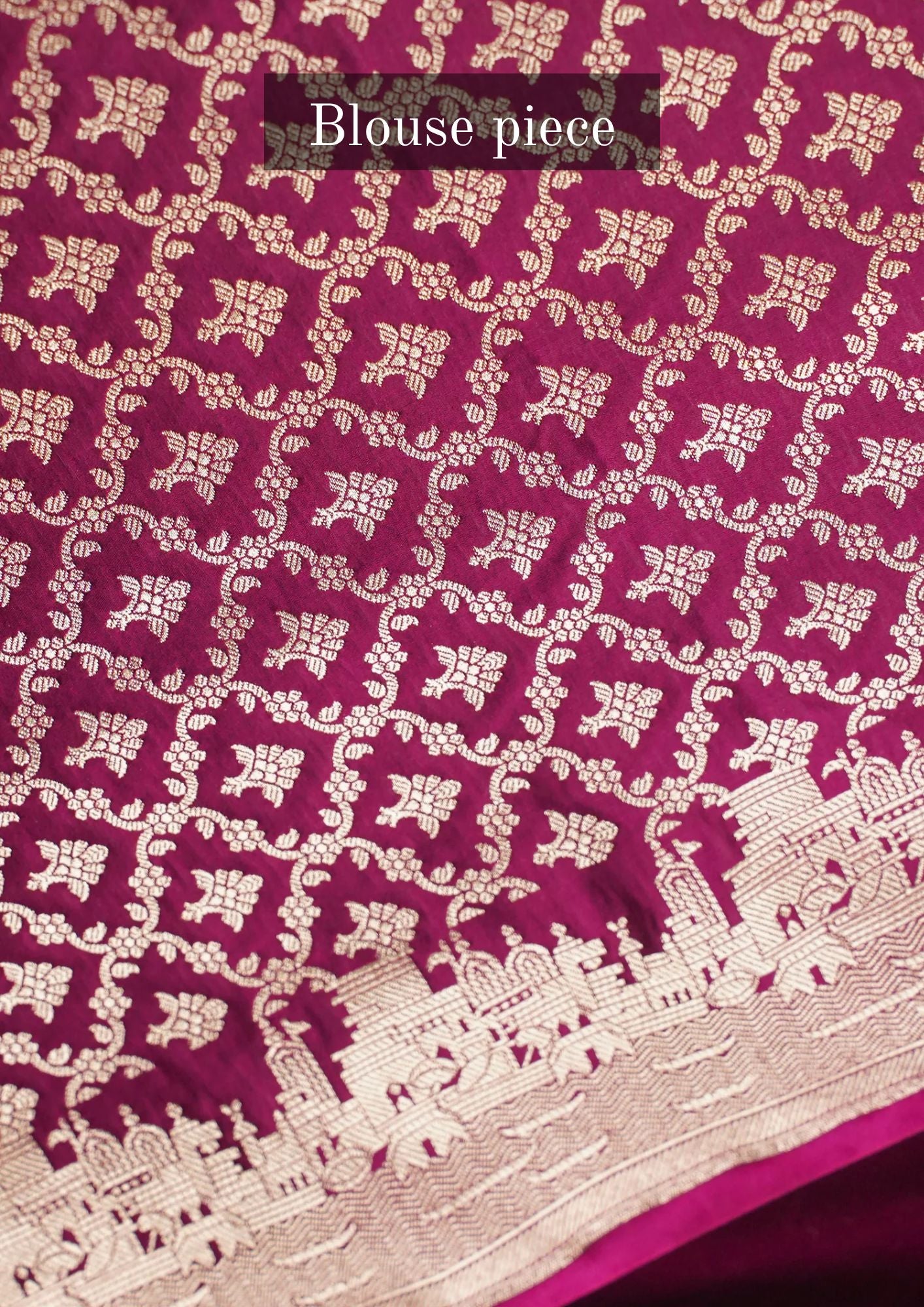 "WAAH BANARAS 055D" Banarasi Pure Mashru silk saree with Ghat Border