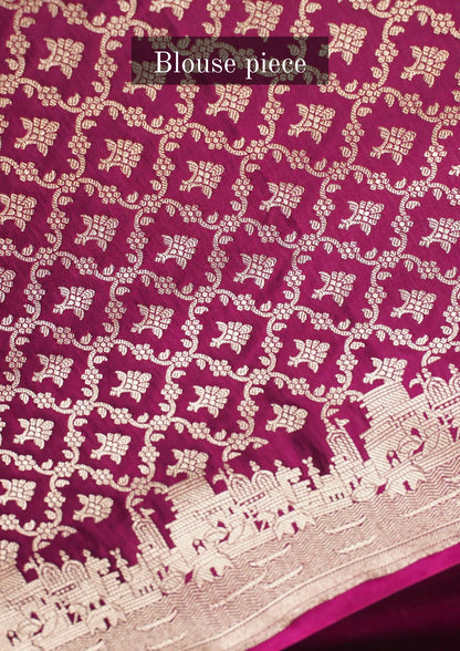 "WAAH BANARAS 055D" Banarasi Pure Mashru silk saree with Ghat Border