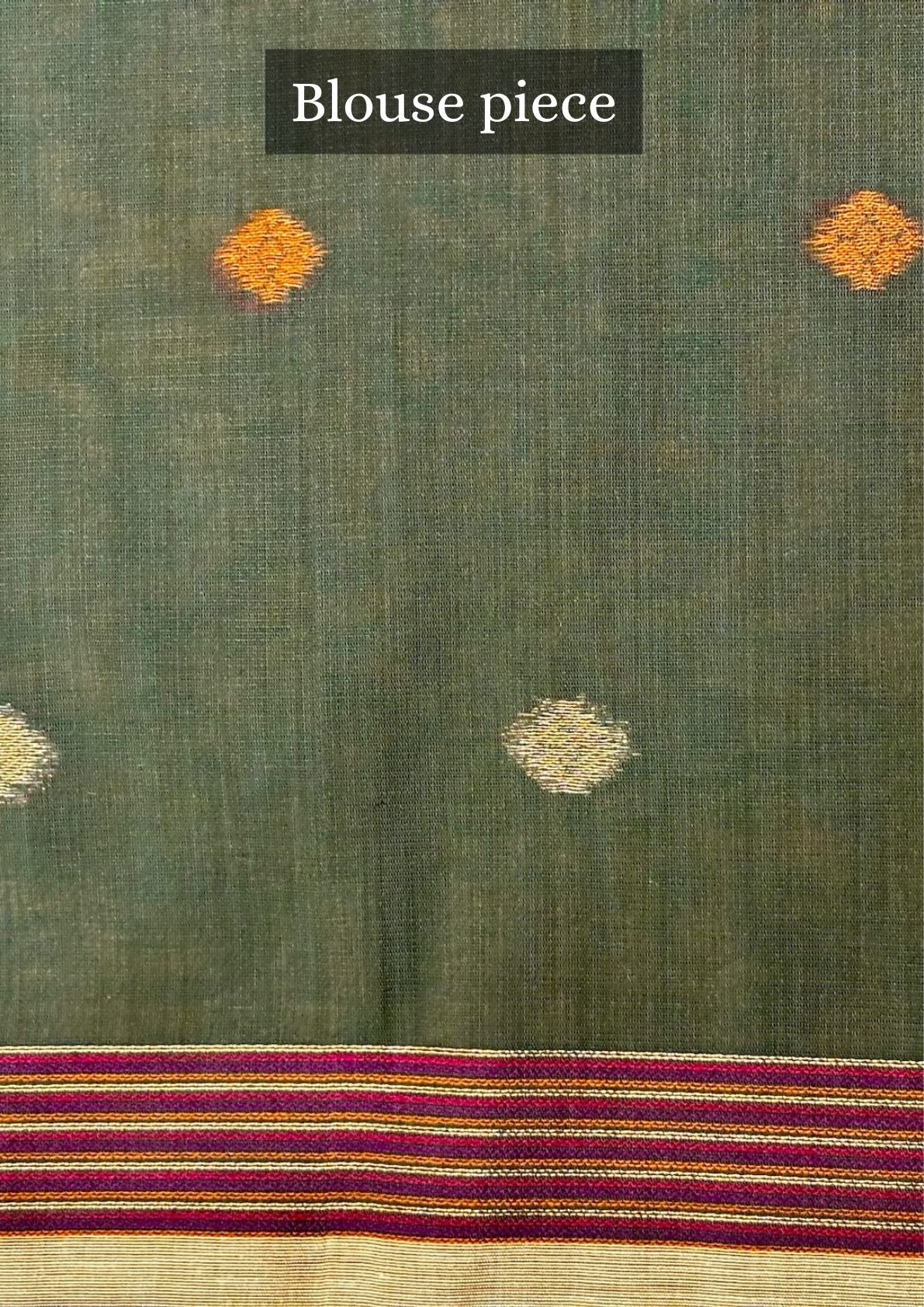 Utsav Banaras 072: Pista Green Jamdani Saree with Artistic Floral Panel Weave &amp; Contrast Blouse