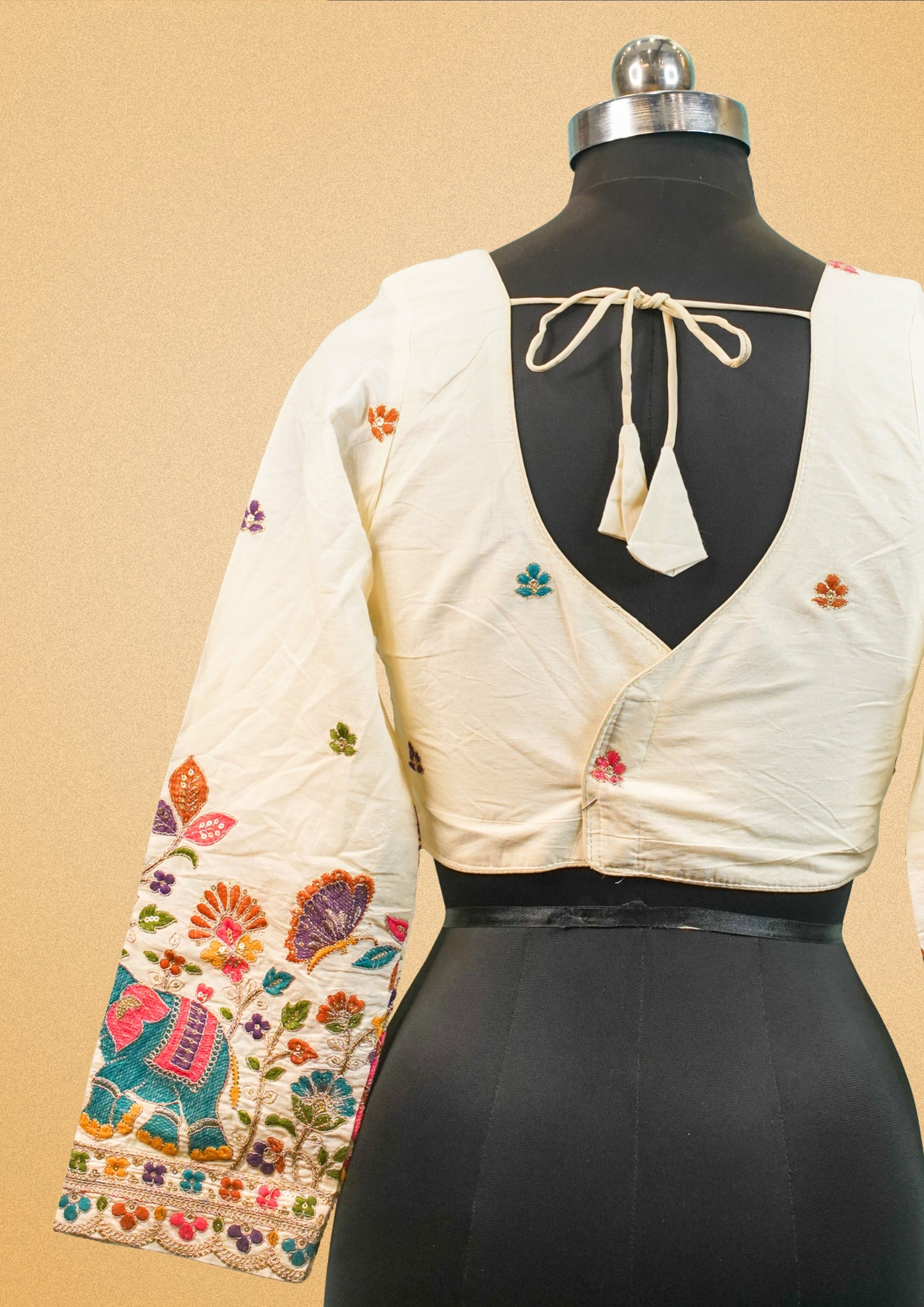 "RDM BL 031" Banarasi Traditional Designer Blouse With Colorful Elephant & Floral Embroidery