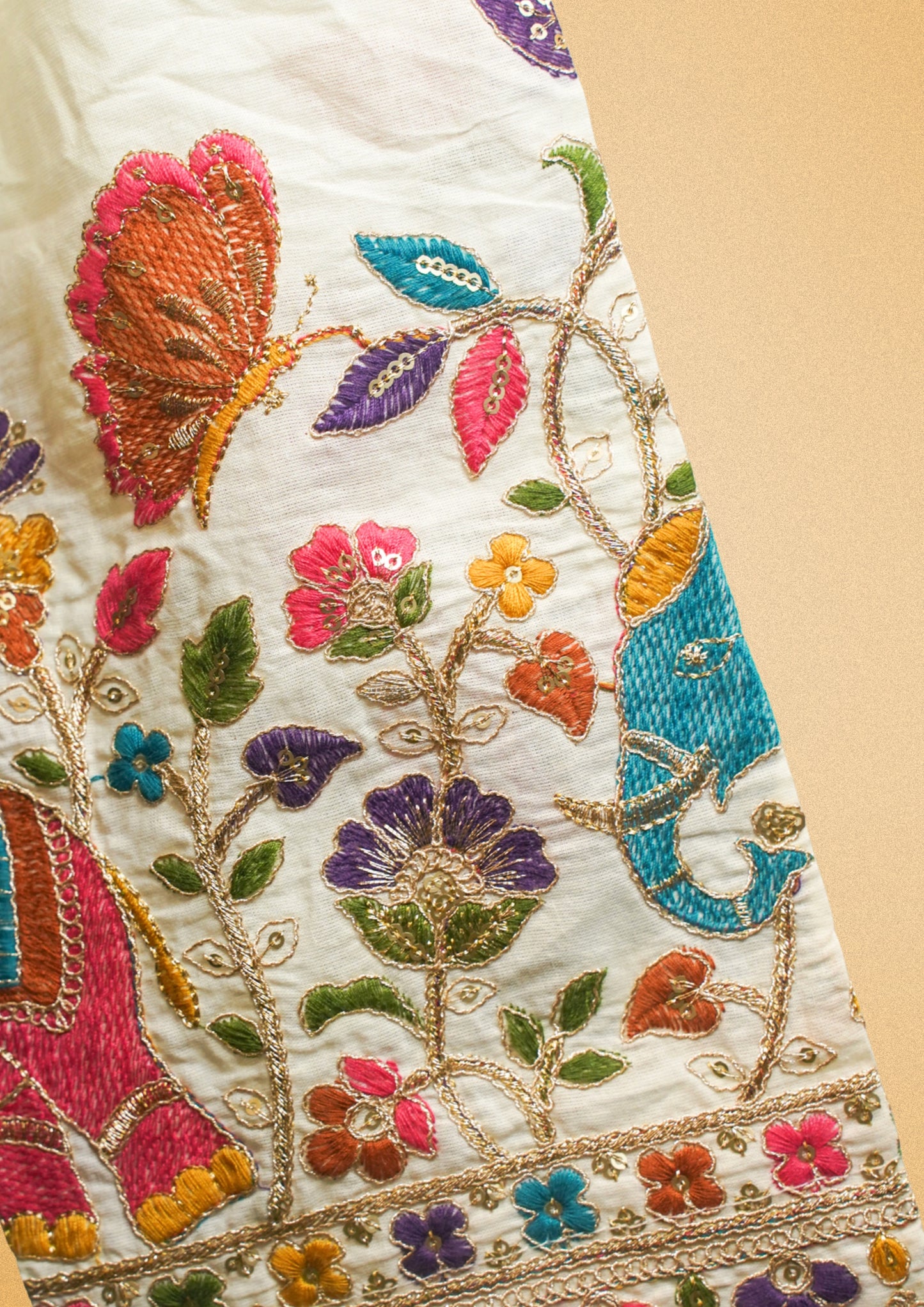 "RDM BL 031" Banarasi Traditional Designer Blouse With Colorful Elephant & Floral Embroidery