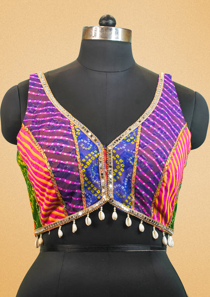 "RDM BL 022" Banarasi Traditional Blouse With Cowrie Shell Border