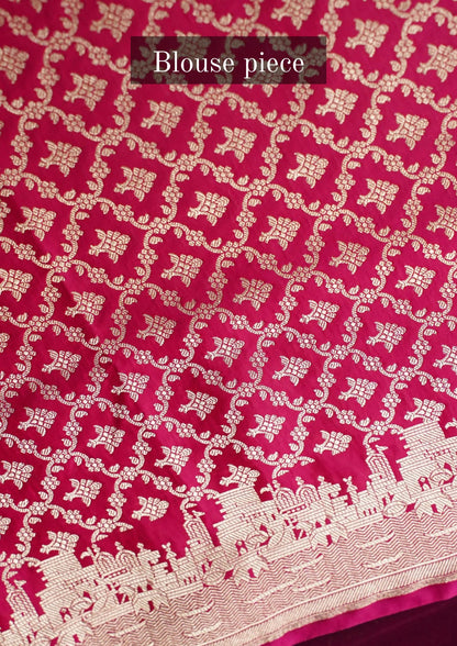 "WAAH BANARAS 055C" Banarasi Pure Mashru silk saree with Ghat Border