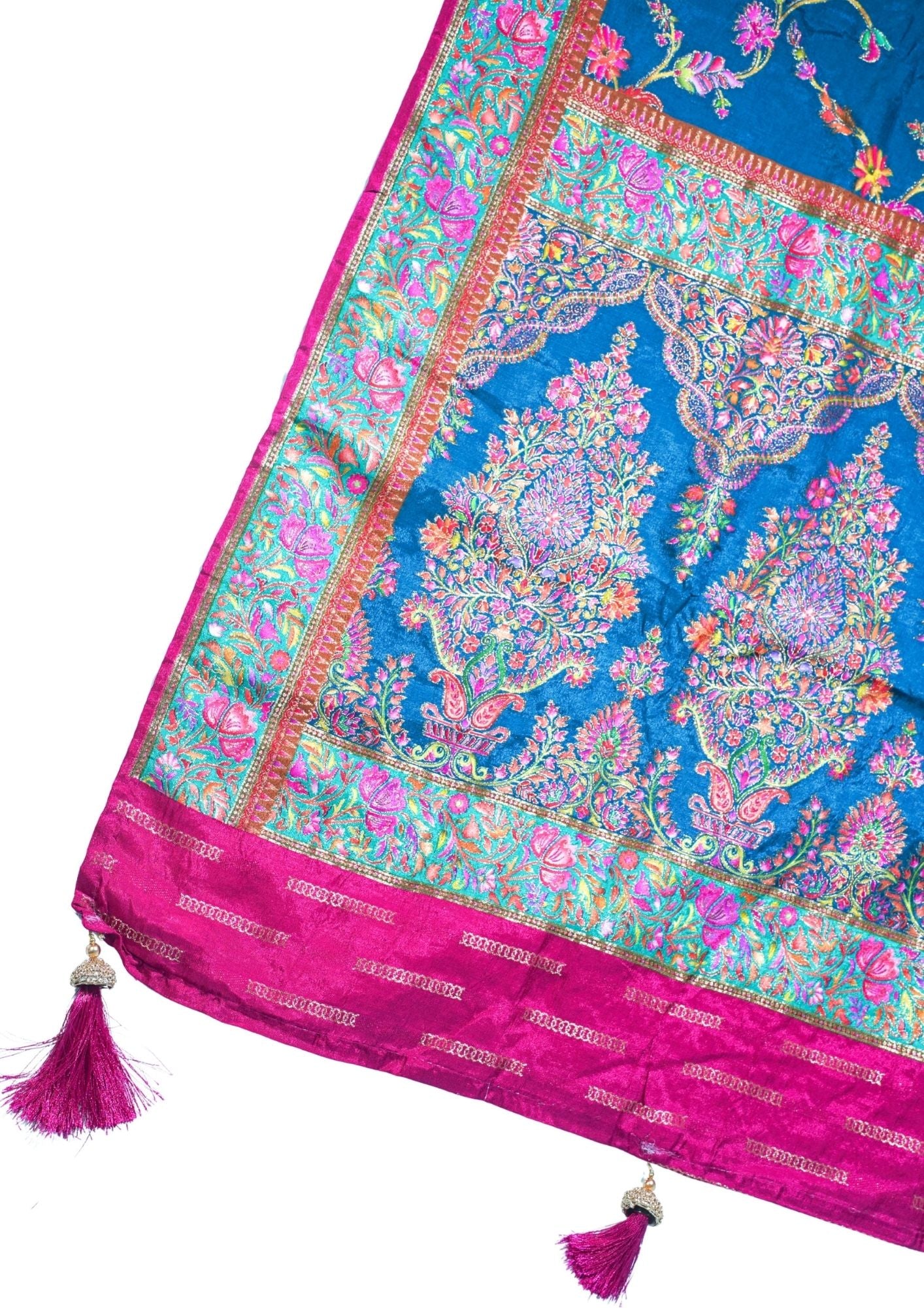 "Waah Banaras 081" Banarasi Deep Royal Blue Meenakari Tussar Silk Saree
