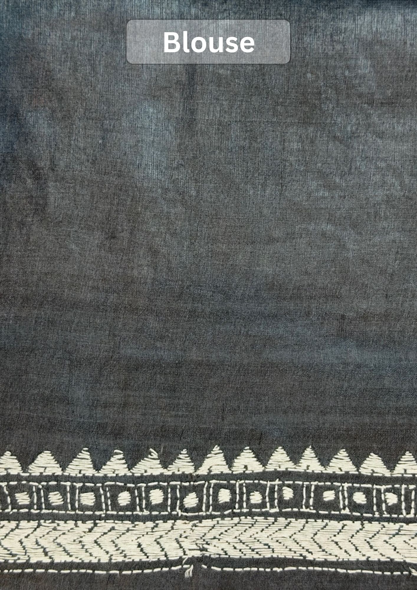 VIRASAT 358: Noir Rouge Pure Tussar Silk Kantha Work Saree | Silk Mark Certified