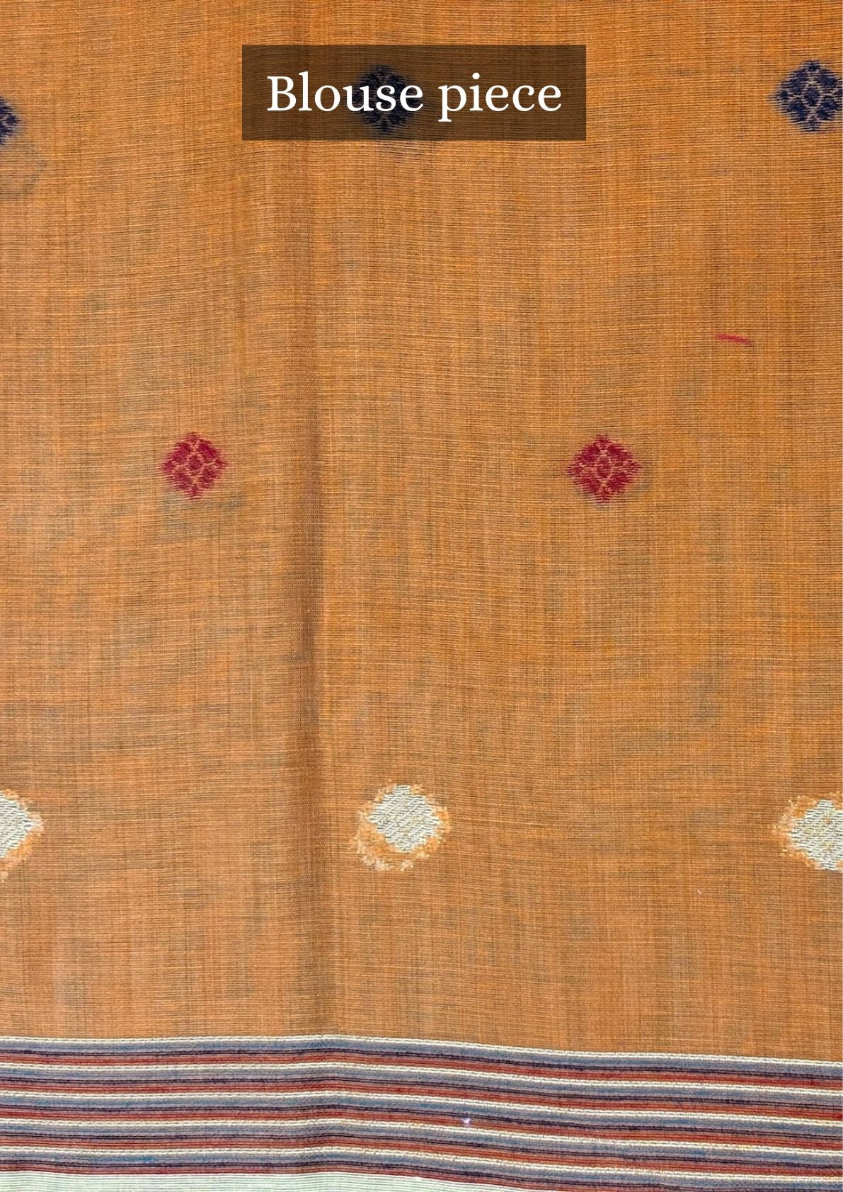Utsav Banaras 073: Golden Beige Jamdani Saree with Artistic Floral Panel Weave &amp; Contrast Blouse