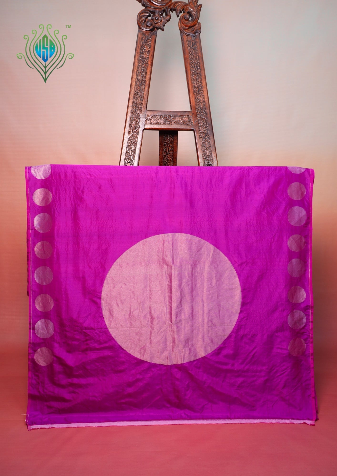 VIRASAT 446: Pure Handloom Katan Silk Magenta Saree with Zari Buta Palla &amp; Border | Silk Mark Certified