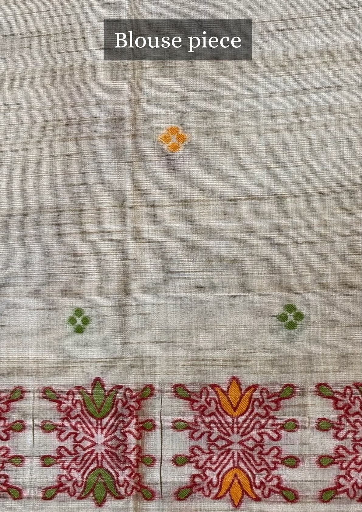 Utsav Banaras 074: Artistic Beige Jamdani Saree with Multicolor Bird &amp; Tree Motif