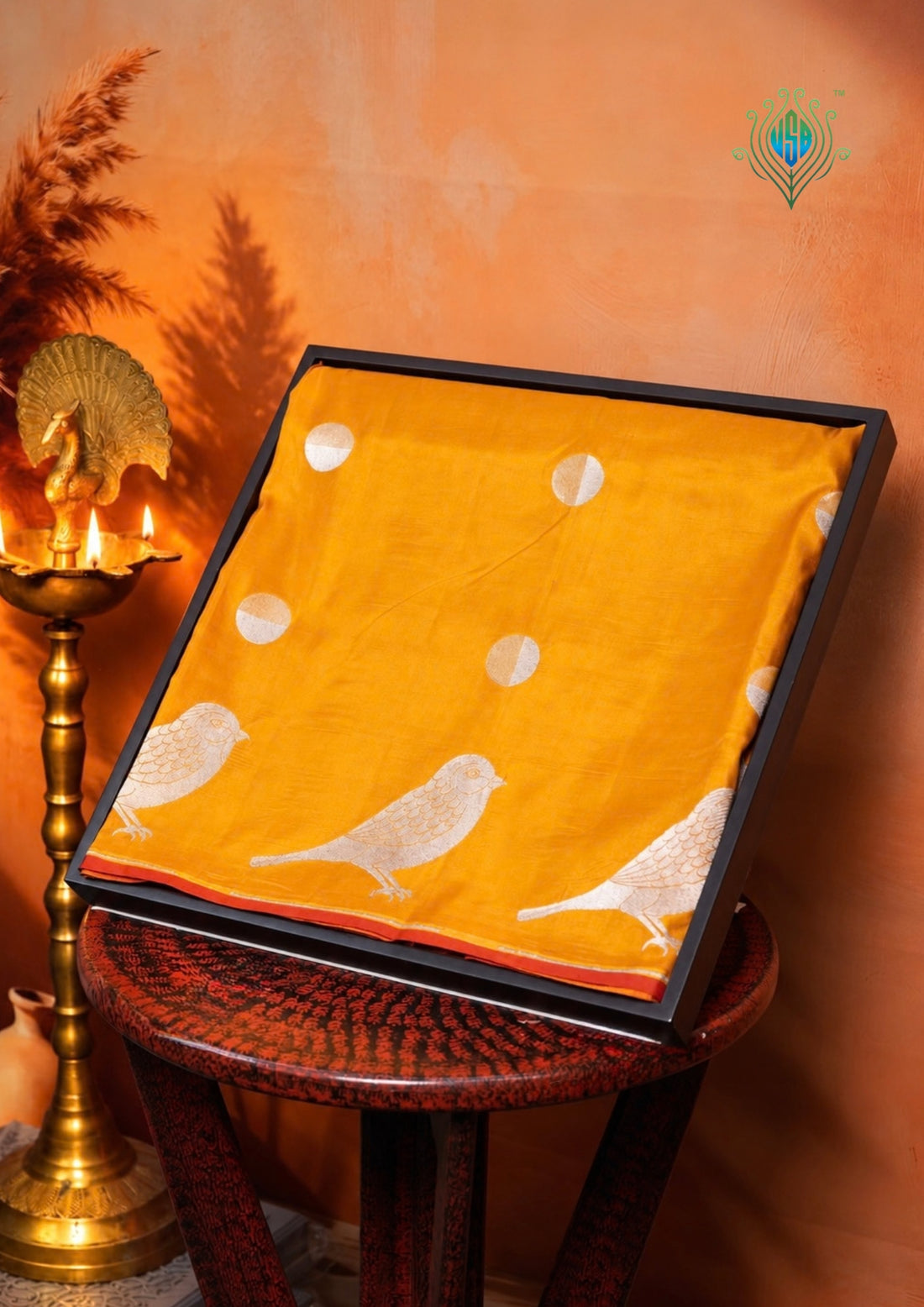 VIRASAT 349: Banarasi Mustard Handloom Pure Silk Saree