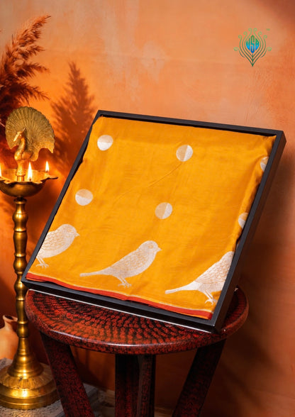 VIRASAT 349: Banarasi Mustard Handloom Pure Silk Saree