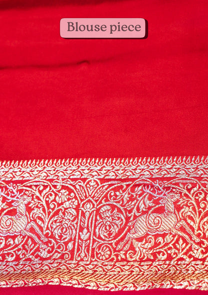 "Waah Banaras 099" Banarasi Mashru Silk Customized Work Super Soft Satan Saree 100% Pure Vegan