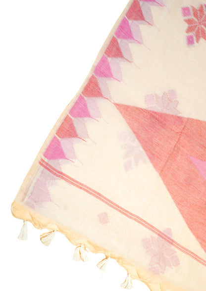 "UTSAV BANARAS 177" Banarasi Elegant White Ikat Cotton Saree