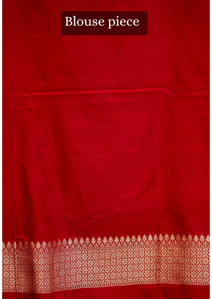 "VIRASAT 128" Red Pure Banarasi Katan Silk Saree