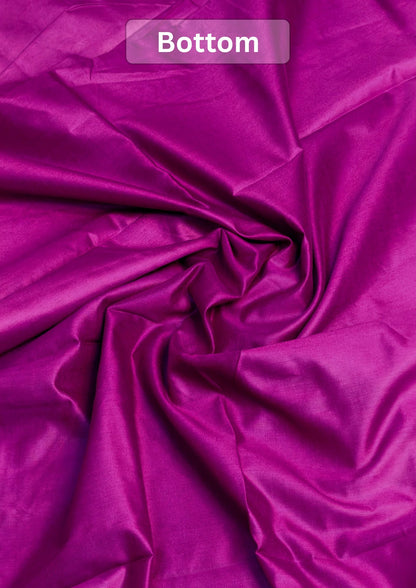 MANSI 117: Pure Magenta Raw Silk Unstitched Suit Set with Elegant Gold Zari Work