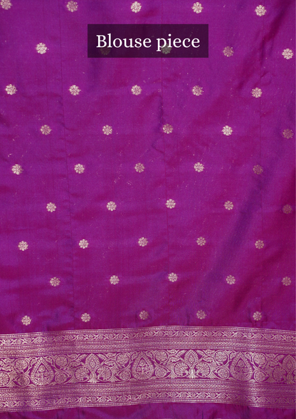 UTSAV BANARAS 311 Magenta Raw Silk Banarasi Saree with Zari Buti &amp; Bird Border