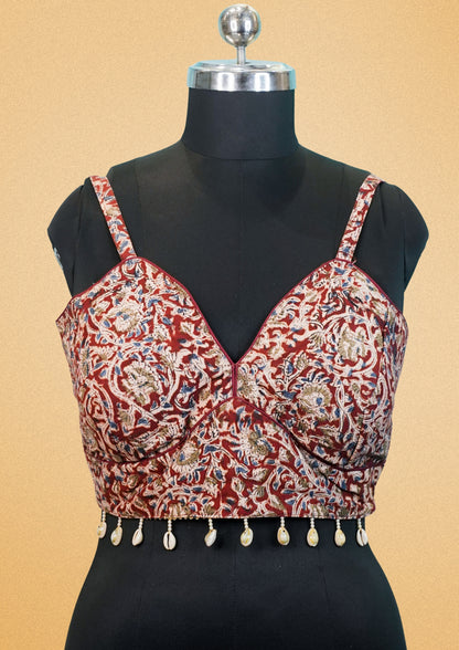 "RDM BL 005" Banarasi Designer Blouse with Shell Tassels