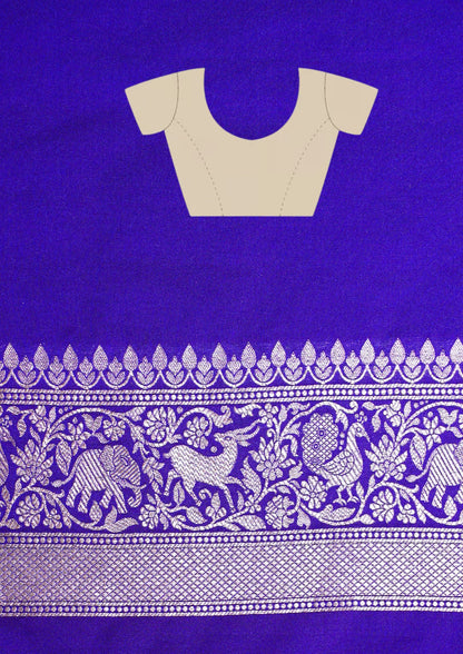 "WAAH BANARAS 113" Banarasi Royal Purple Silk Shikargah Saree with Sona Rupa Weaving