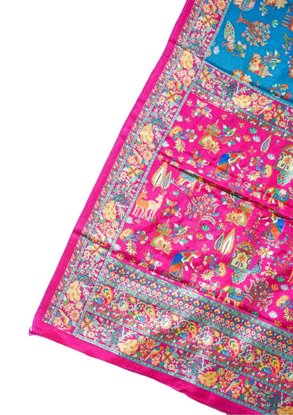 "Waah Banaras 080" Banarasi Turquoise Blue Meenakari Pashmina Silk Saree